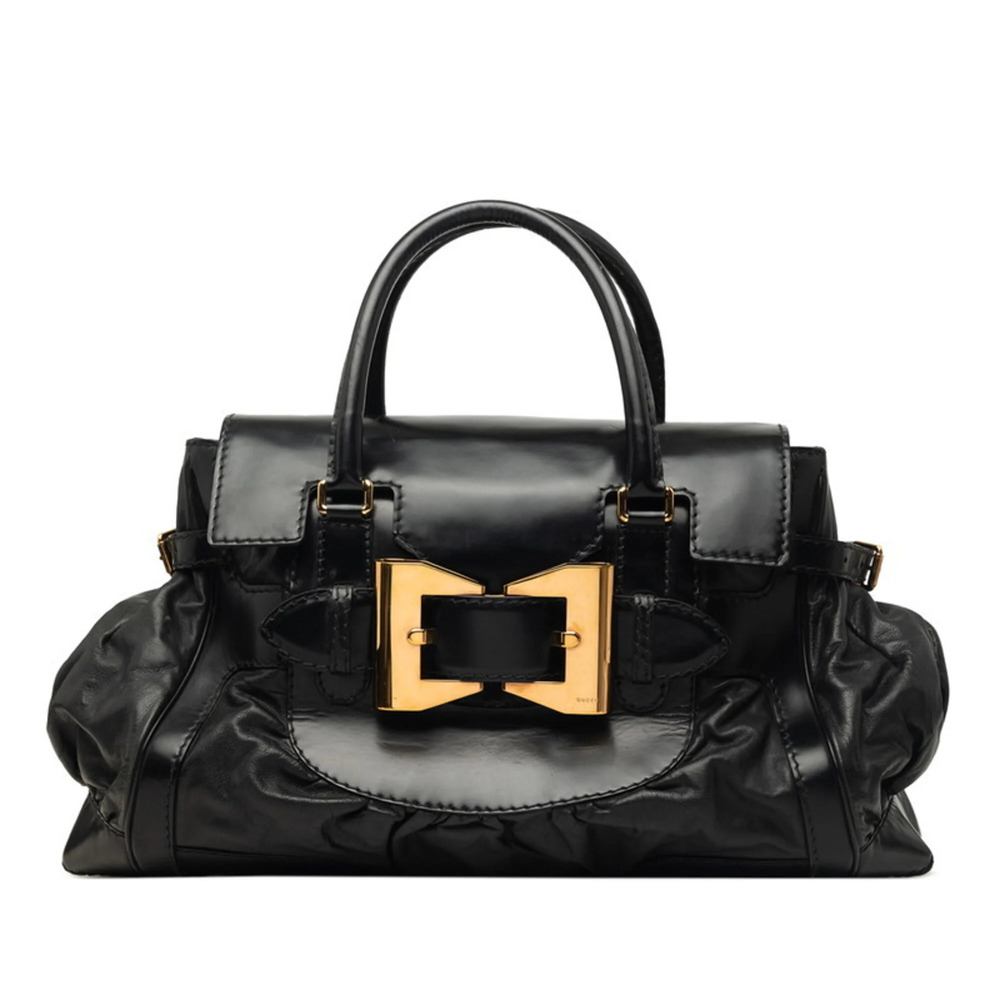 Gucci handbag, Boston bag, 189881, black leather, women's, GUCCI